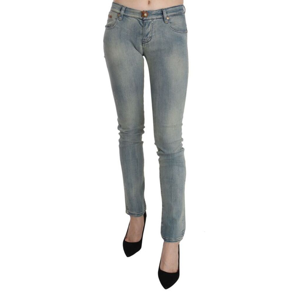 PLEIN SUD Light Blue Washed Mid Waist Skinny Denim Women's Jeans
